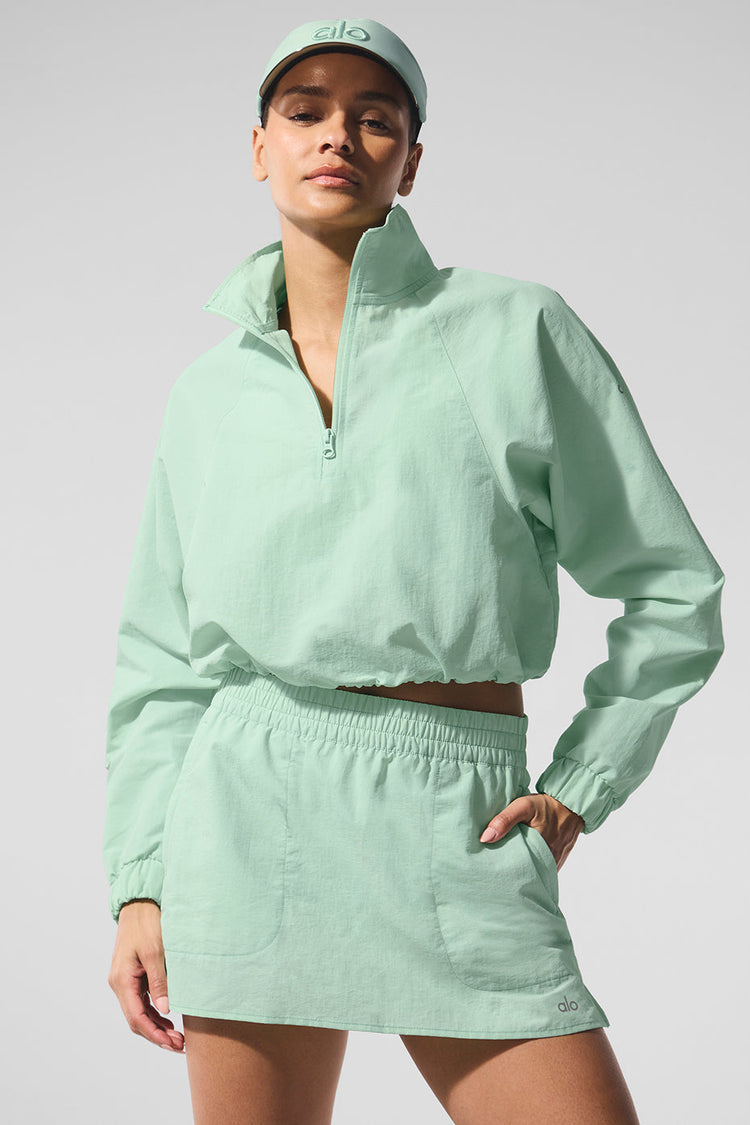 Suéter corto Alumni con cremallera de 1/4 - Verde menta