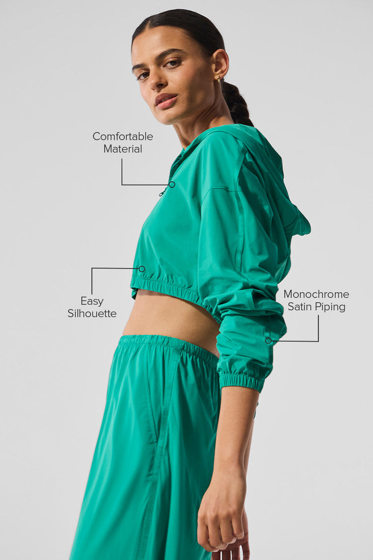 Sudadera corta transpirable con cremallera completa - Negra Precio regular