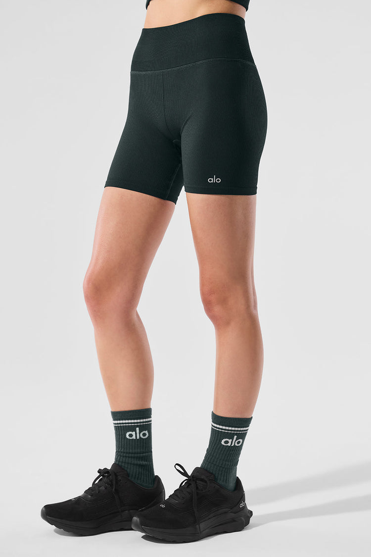 Pantalón corto Favorite de 5" acanalado sin costuras - Verde carbón