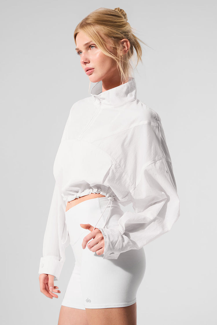 Suéter aéreo corto con cremallera de 1/4 - Blanco Precio regular