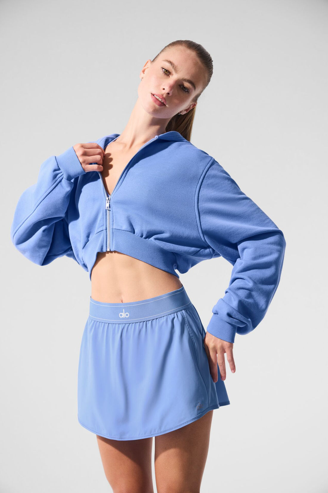 Sudadera con capucha y cremallera Sweet Escape lavada - Lavado gris cielo