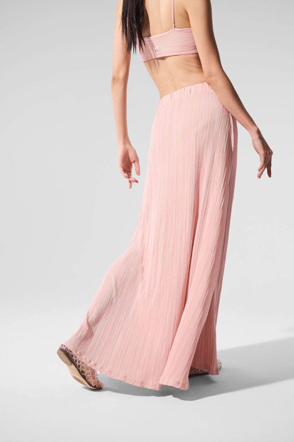 Falda larga con microplisado Game On - Cuarzo rosa