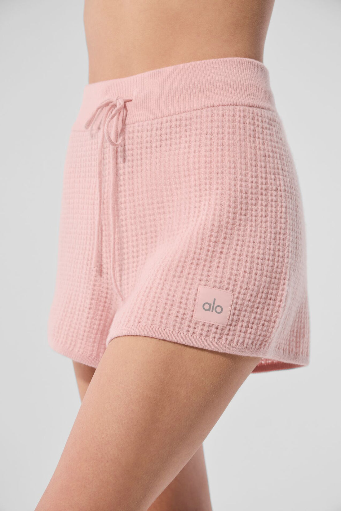 Pantalón corto de cachemira de cintura alta con diseño de gofre - Cuarzo rosa