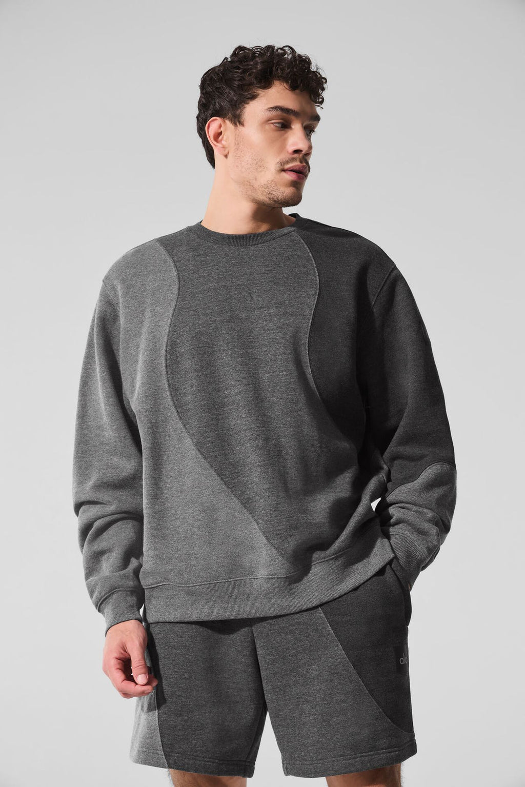 Make Waves Crew Neck Pullover - Dark Heather Grey Tonal