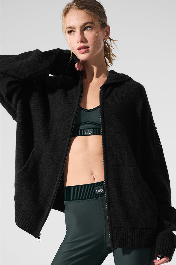 Sudadera con capucha y cremallera completa de cachemira New Class - Negra