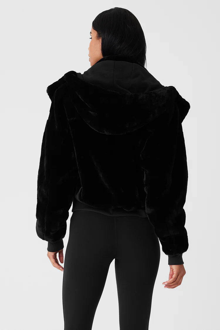 Chaqueta de piel sintética Foxy - Negra