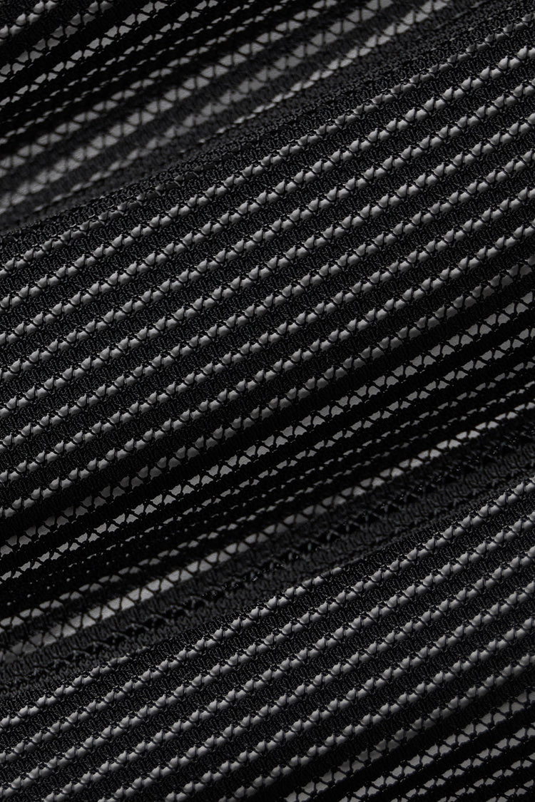 Pantalón acampanado de malla a rayas Tropical Nights - Castaño