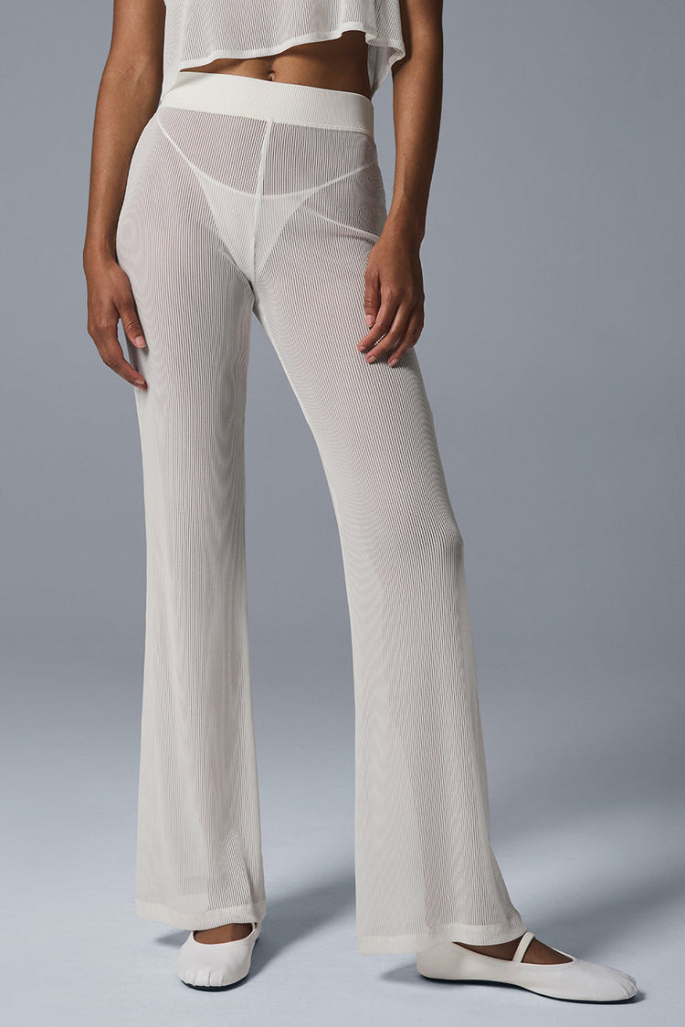 Pantalón acampanado de malla a rayas Tropical Nights - Castaño