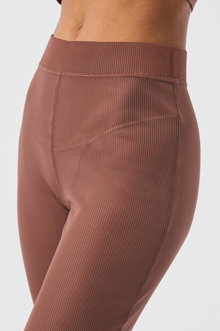 Pantalón acampanado de malla a rayas Tropical Nights - Castaño