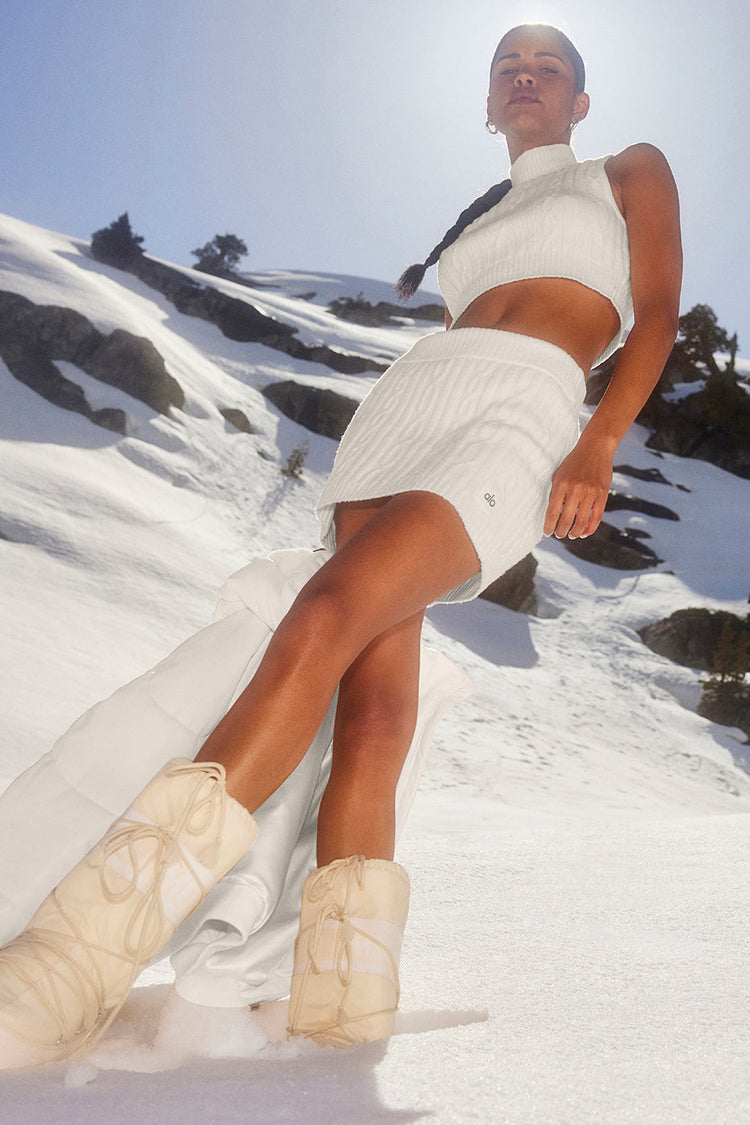 Minifalda Winter Bliss de punto trenzado - Marfil