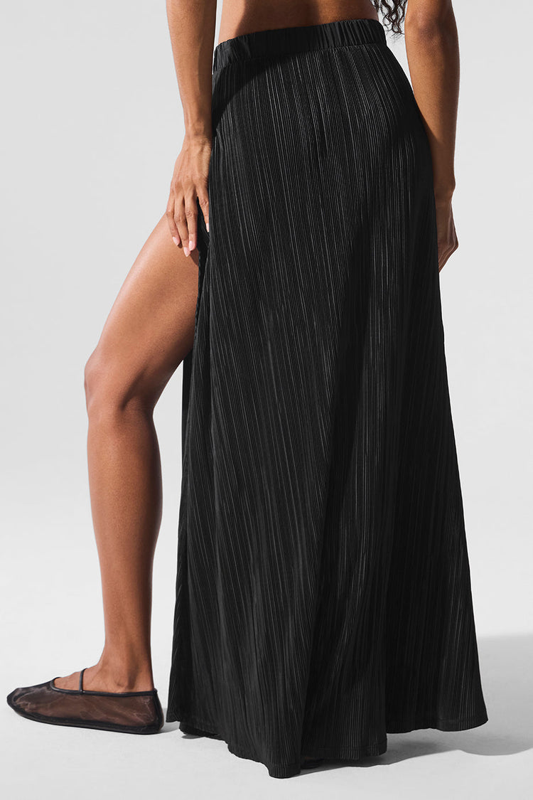 Falda larga con microplisado Game On - Negra