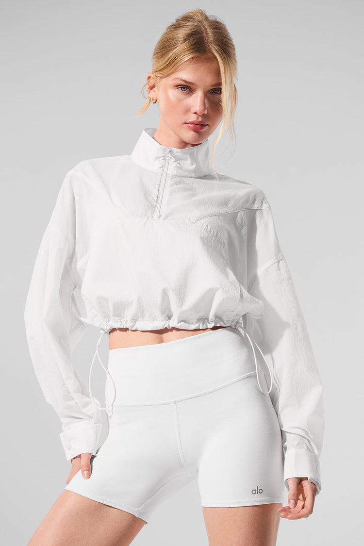 Suéter aéreo corto con cremallera de 1/4 - Blanco Precio regular