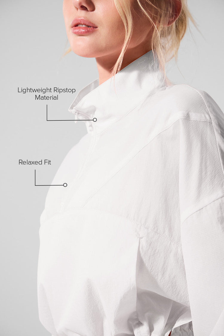 Suéter aéreo corto con cremallera de 1/4 - Blanco Precio regular